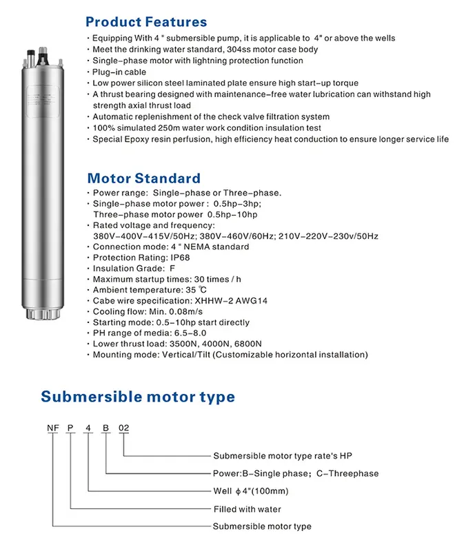 4inch 220V Three Phase Submersible Water Cooled Motor Encapsulated motors